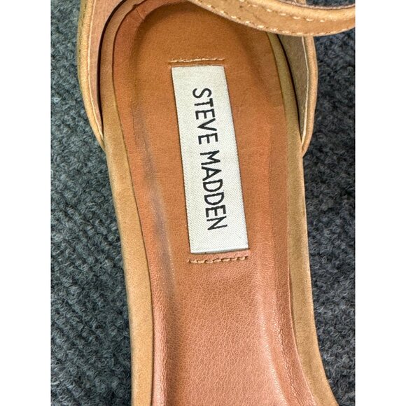Steve Madden Shoes Women's 9M Tan Block Heels w/Ankle Strap Open Toe - Picture 5 of 14